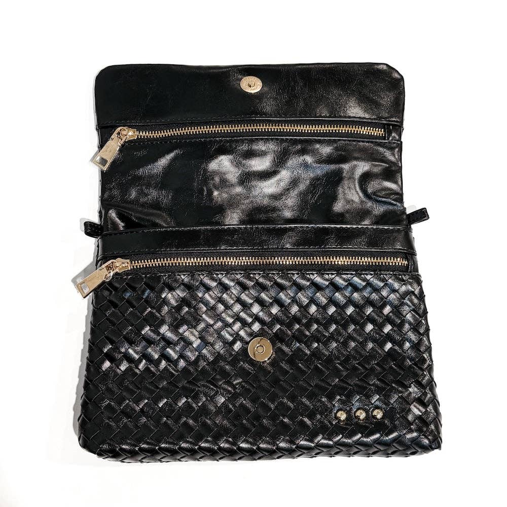 Wrenlee Woven Flap Crossbody - Black