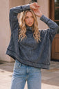 Women's Acid Wash Mock Neck Top