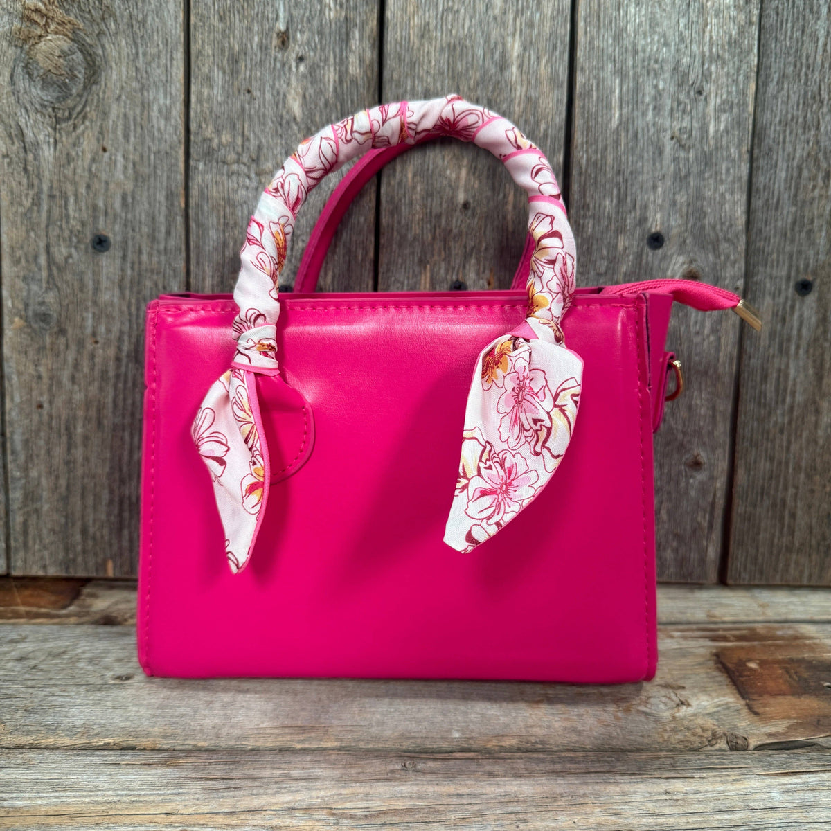 Hot Pink Floral Skinny Mini Wild Rag Scarf