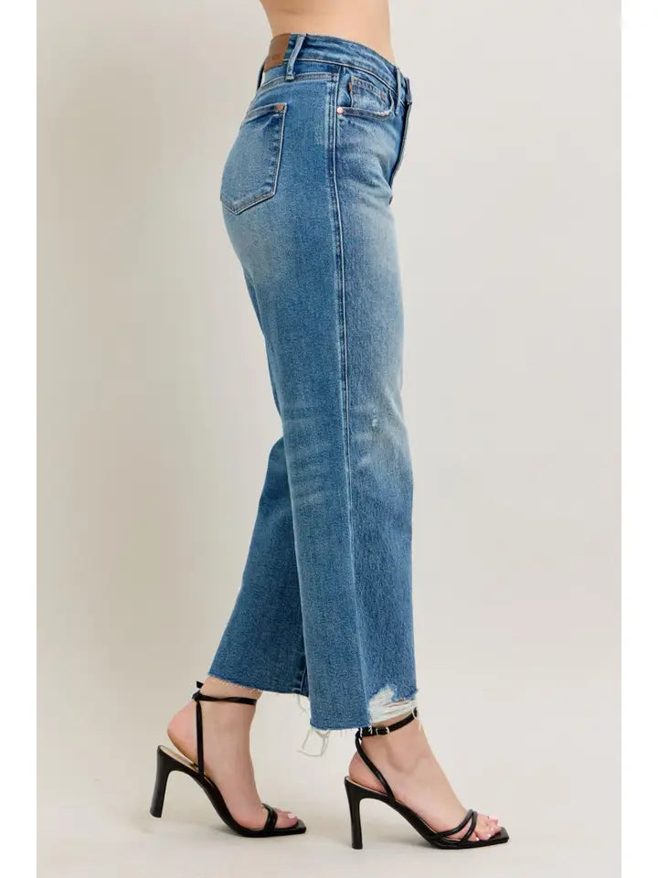 Women's Judy Blue High Waist Rigid Magic Destroy Wide Leg Crop