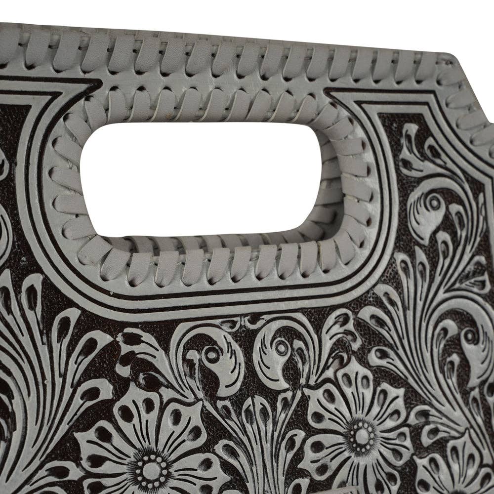 Hand Tooled Alma Medium Handbag - Ivory Dust
