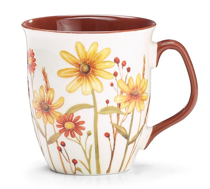 Fall Daises with Brown Interior Mug
