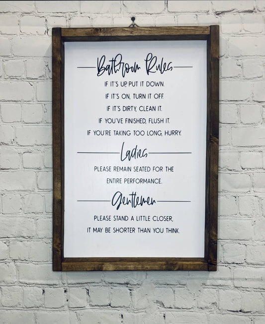 Bathroom Rules Framed Sign
