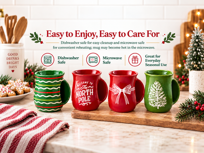 Christmas Handwarmer Mug - Red Earthenware