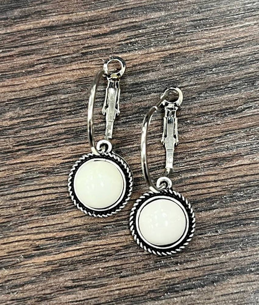 White Turquoise Hoop Earrings