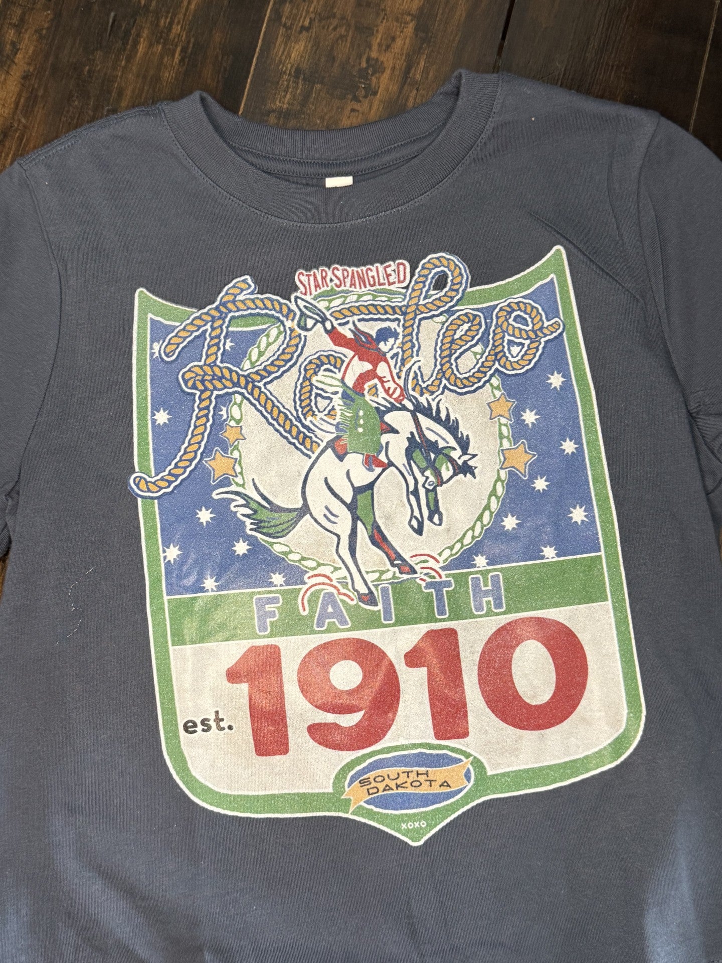 Women's XOXO Rodeo Greetings Backnumber Boxy T-Shirt