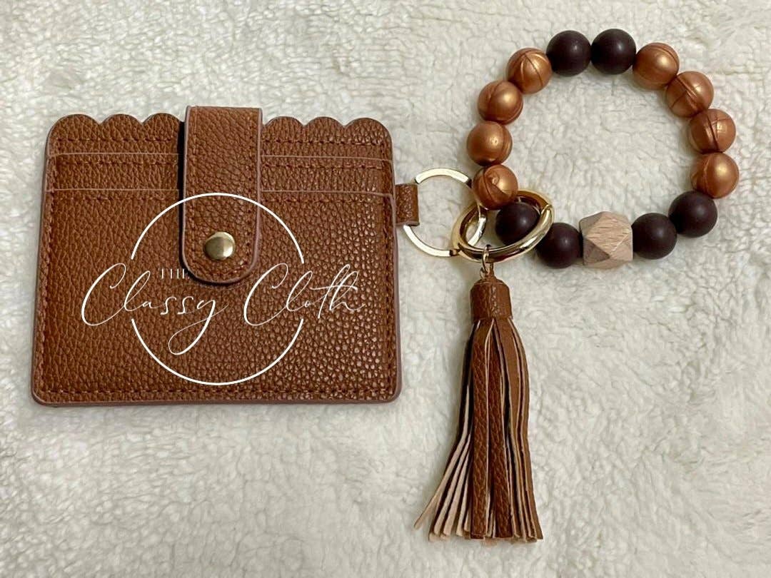 Wristlet Keychain Wallet - Tan