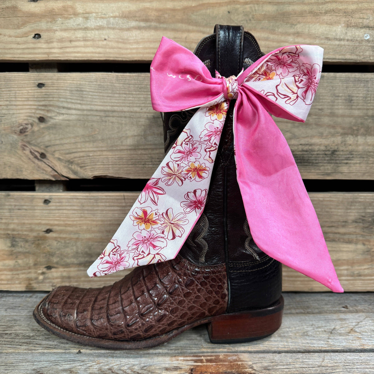 Hot Pink Floral Skinny Mini Wild Rag Scarf