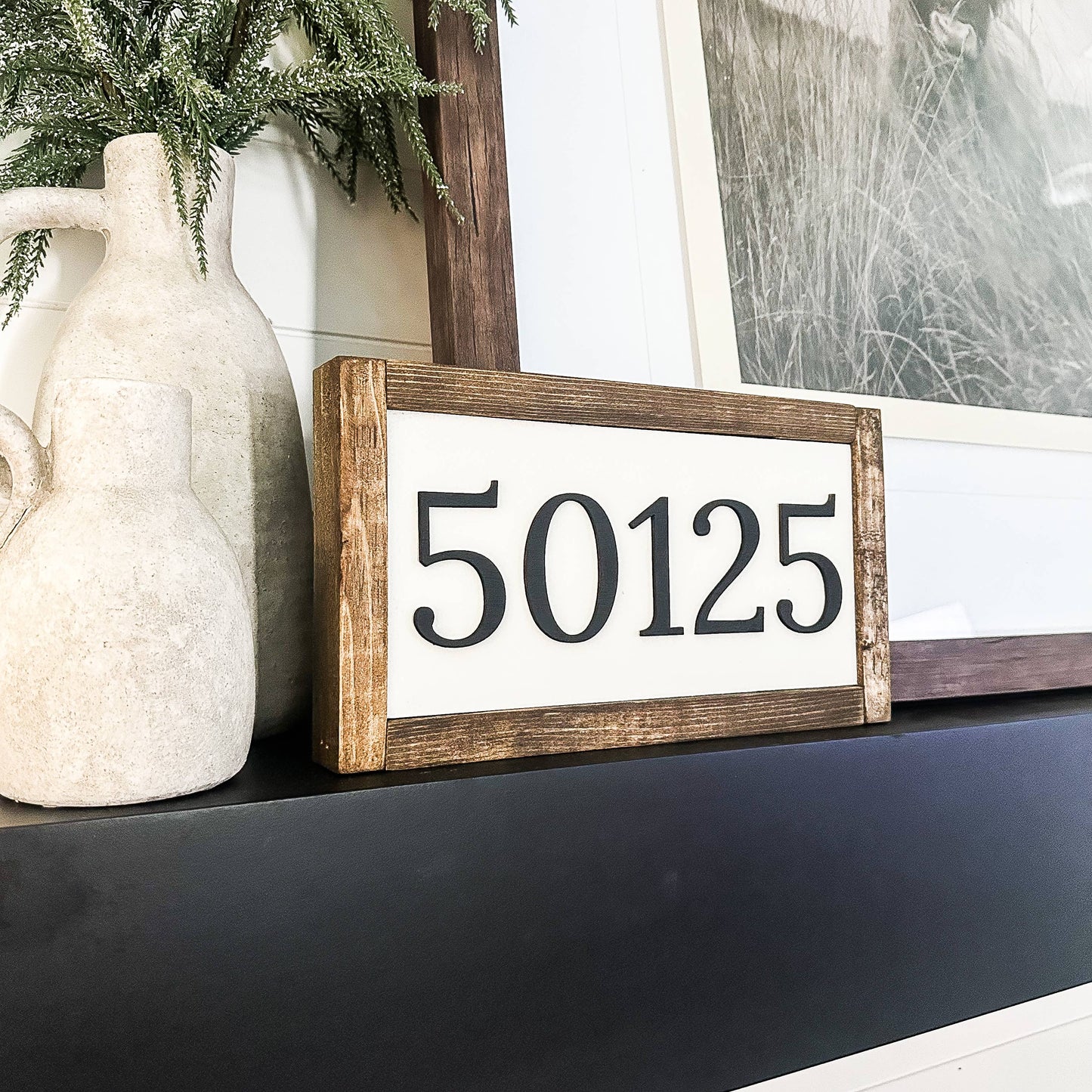 Zip Code/Area Code or House Number Custom 3D Laser Wood Sign