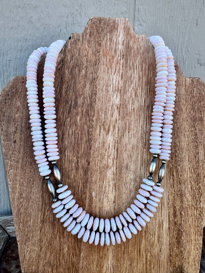 Western Pink Conch Necklace/Navajo Pearl Necklace/Boho