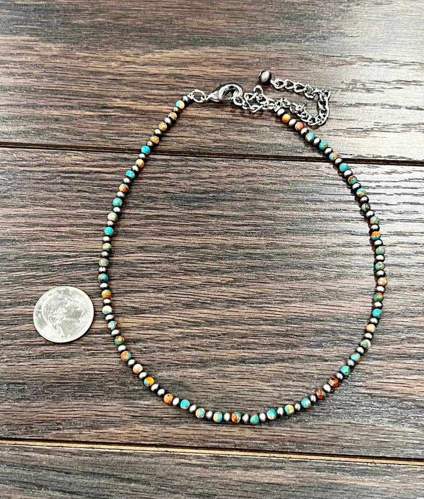 Round Gemstone and Bead Necklace