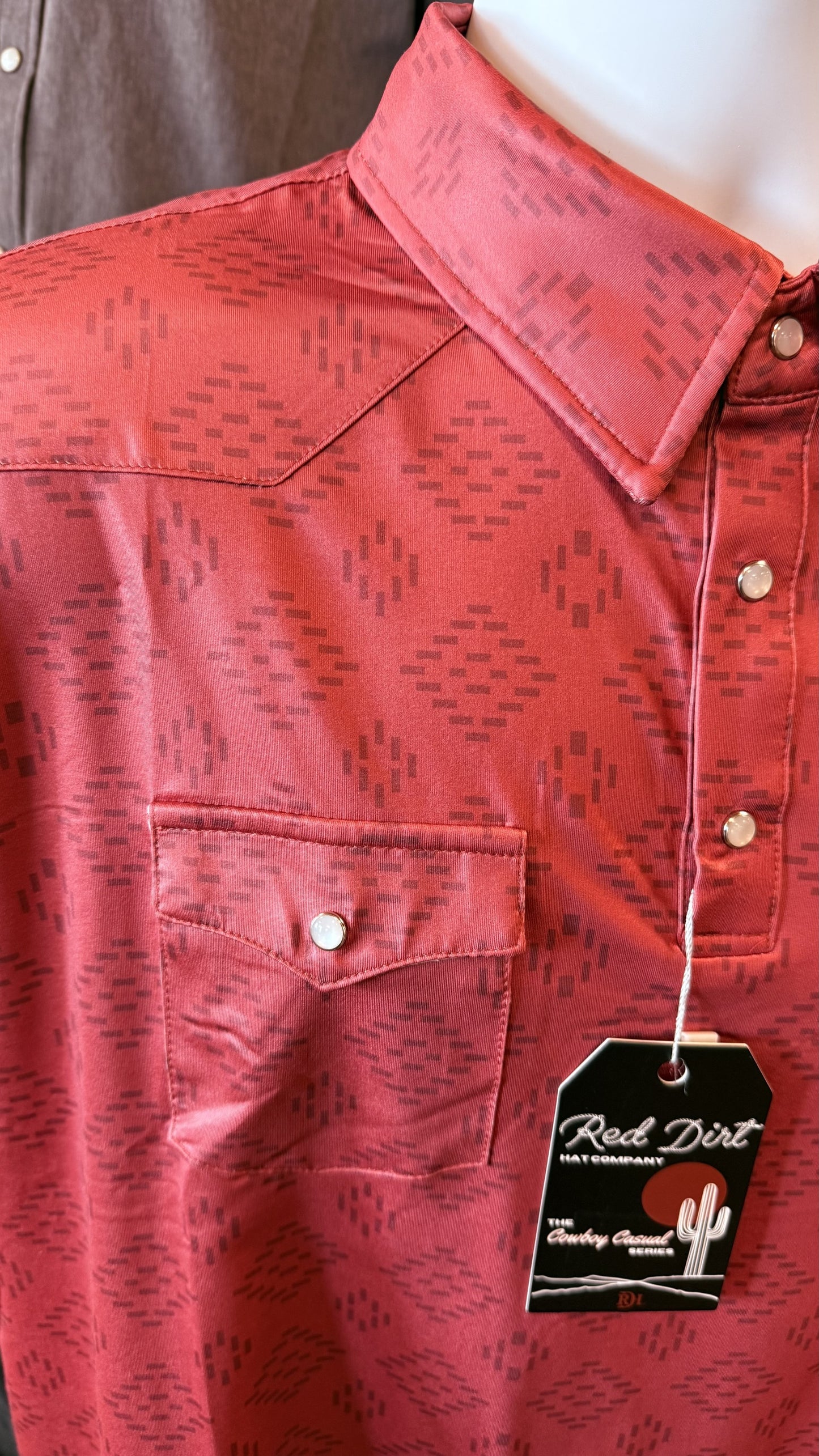 Men's Red Dirt Hat Co Polo -Red Geometric