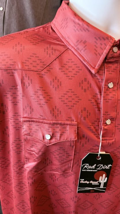 Men's Red Dirt Hat Co Polo -Red Geometric