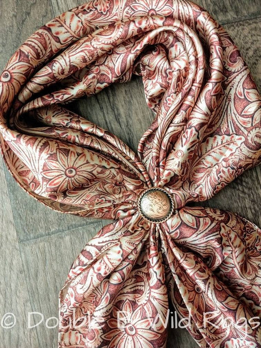 Floral Tooled Leather Neck Scarf