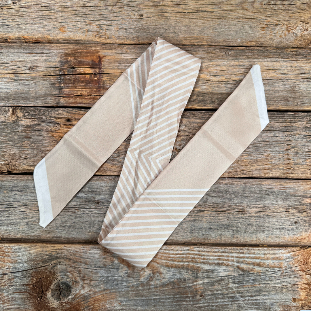 Tan and Cream Skinny Mini Wild Rag Scarf