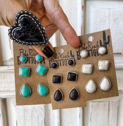 3 Pair Western Jewelry Set - Stud Earrings