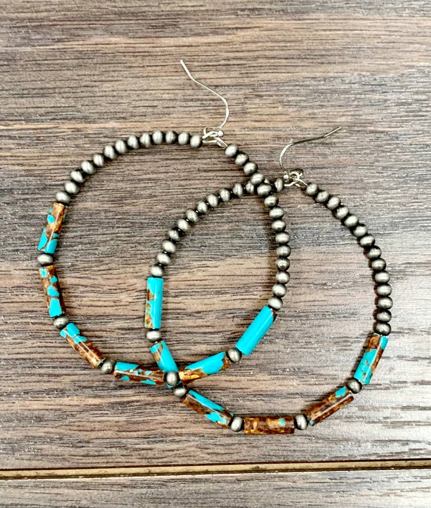 Cylindrical Gemstone Hoop Earrings