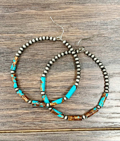 Cylindrical Gemstone Hoop Earrings