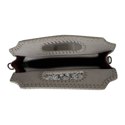Hand Tooled Alma Medium Handbag - Ivory Dust