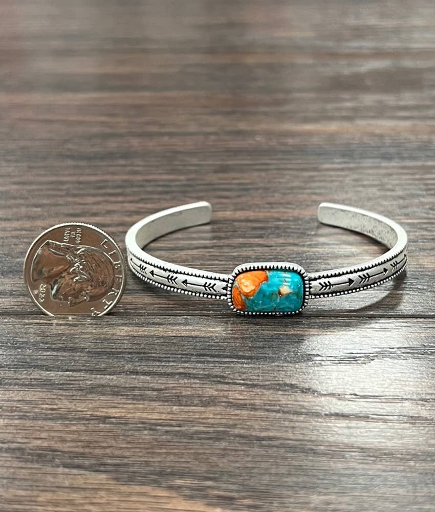 Rectangle Gemstone Cuff Bracelet