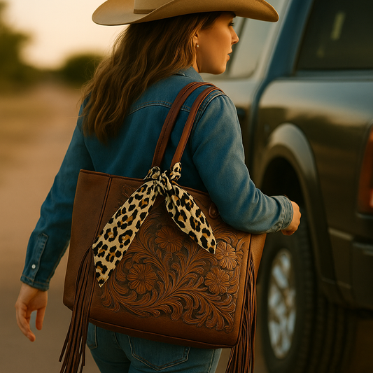 Tan Leopard Skinny Mini Wild Rag Scarf