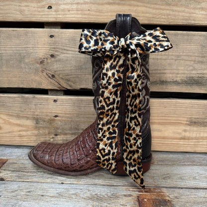 Tan Leopard Skinny Mini Wild Rag Scarf