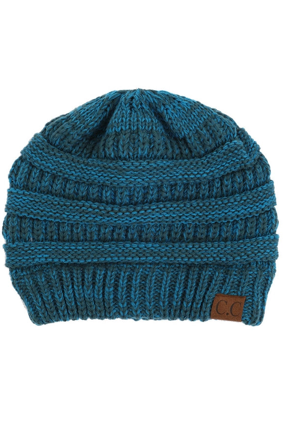 C.C. Two Tone Color Knit Beanie