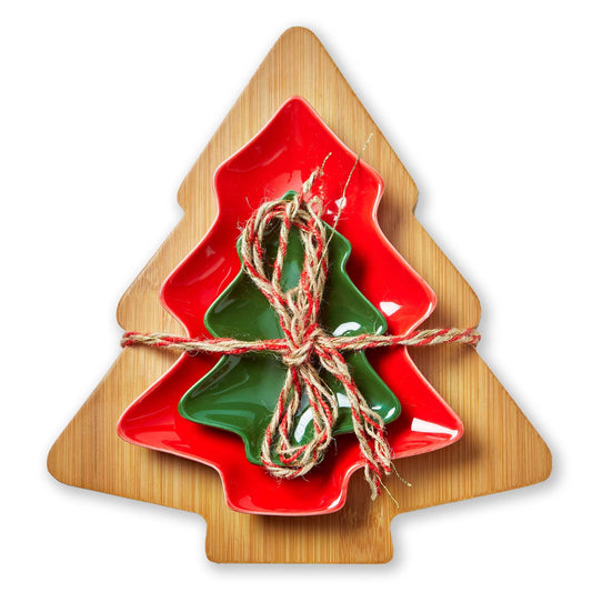 Christmas Tree Board & Dish Set Of 3