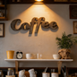 3D Coffee Cutout Lettering Metal Wall Hanging Sign Decor