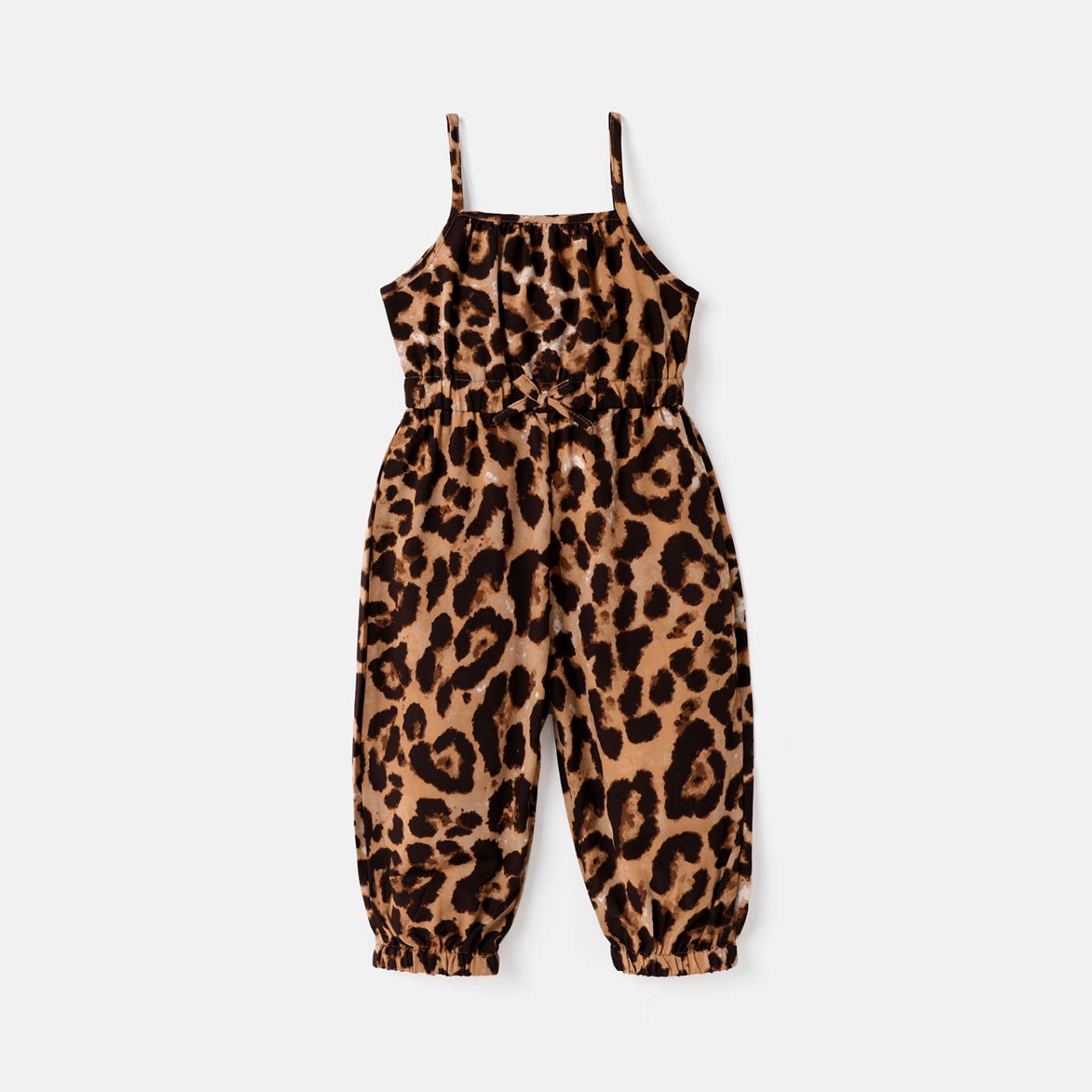 Girl's Toddler Leopard Print Bowknot Design Slip Jumpsuit