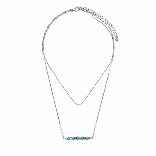 Layered Turquoise Bead Bar Necklace