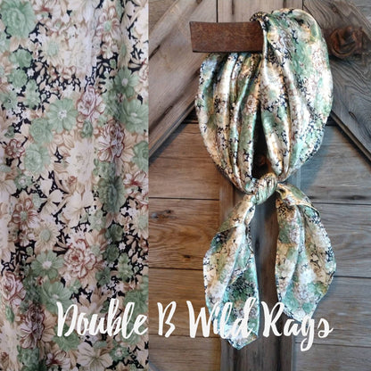 Sage Green Vintage Floral Neck Scarf