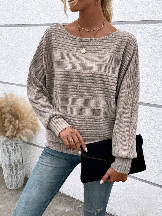 Women's Lightweight Ribbed Knit Sweater - Khaki