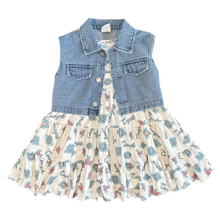 Girl's Shea Baby Retro Cowgirl Vest/Dress Set