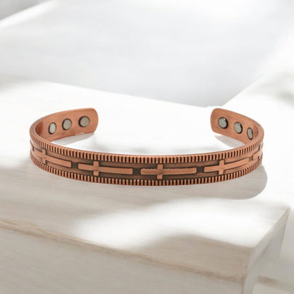 Cross Copper Bracelet with Magnets