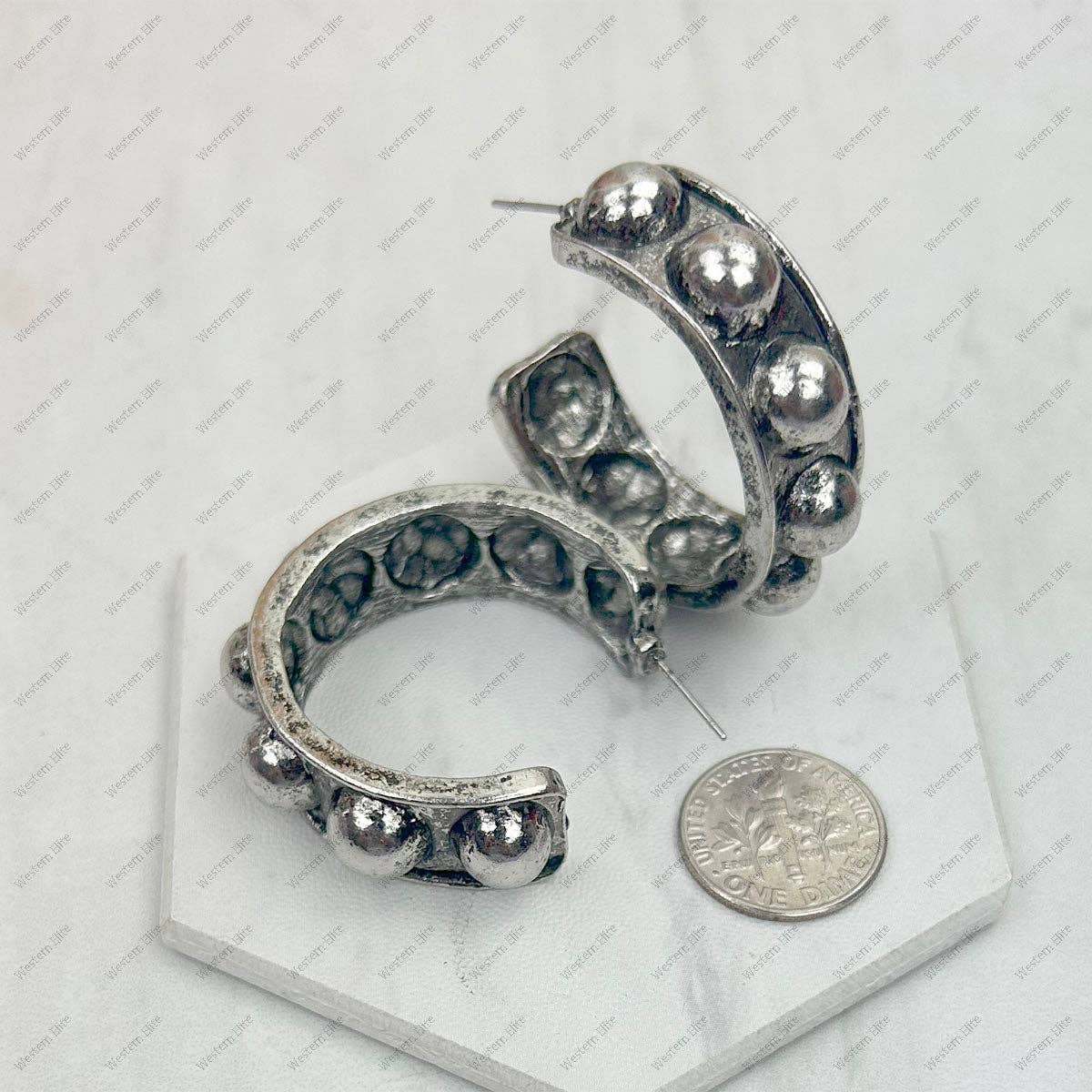 Silver Metal Circle Earrings