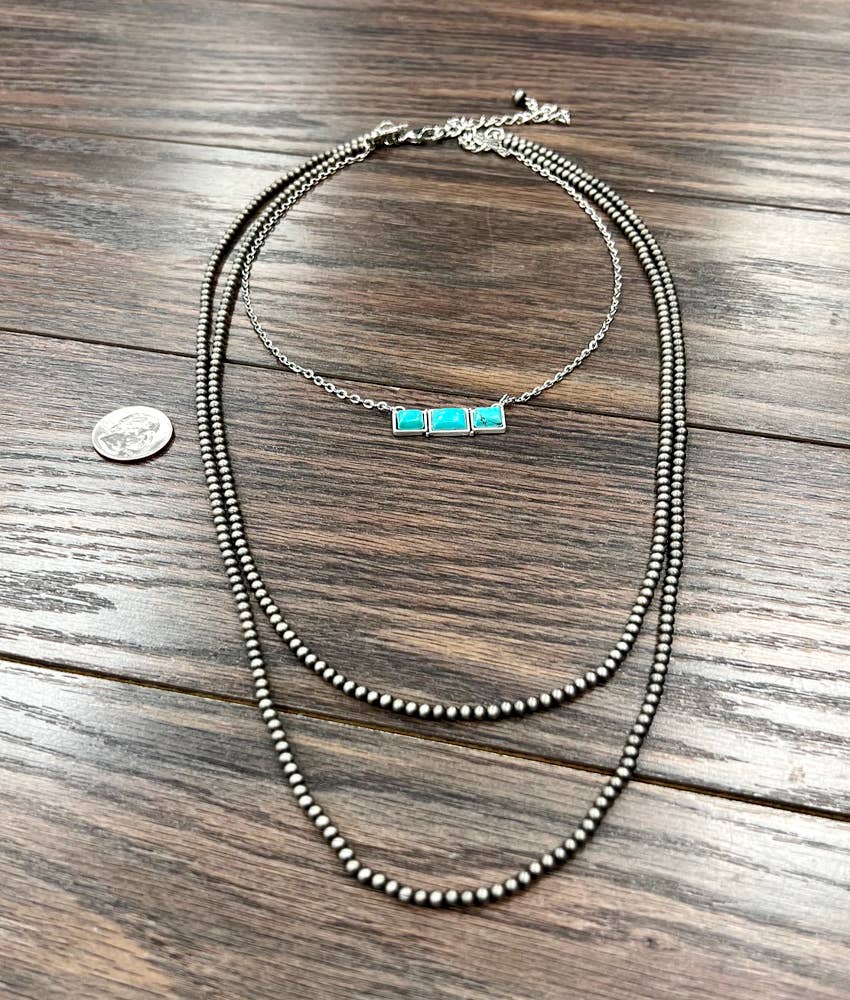 Navajo Bar Turquoise 3-Strand Necklace