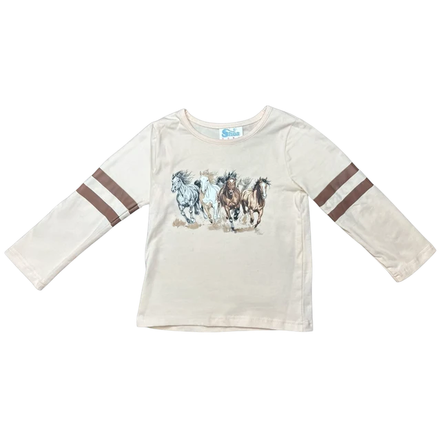 Girl's Shea Baby Running Horses L/S Shirt