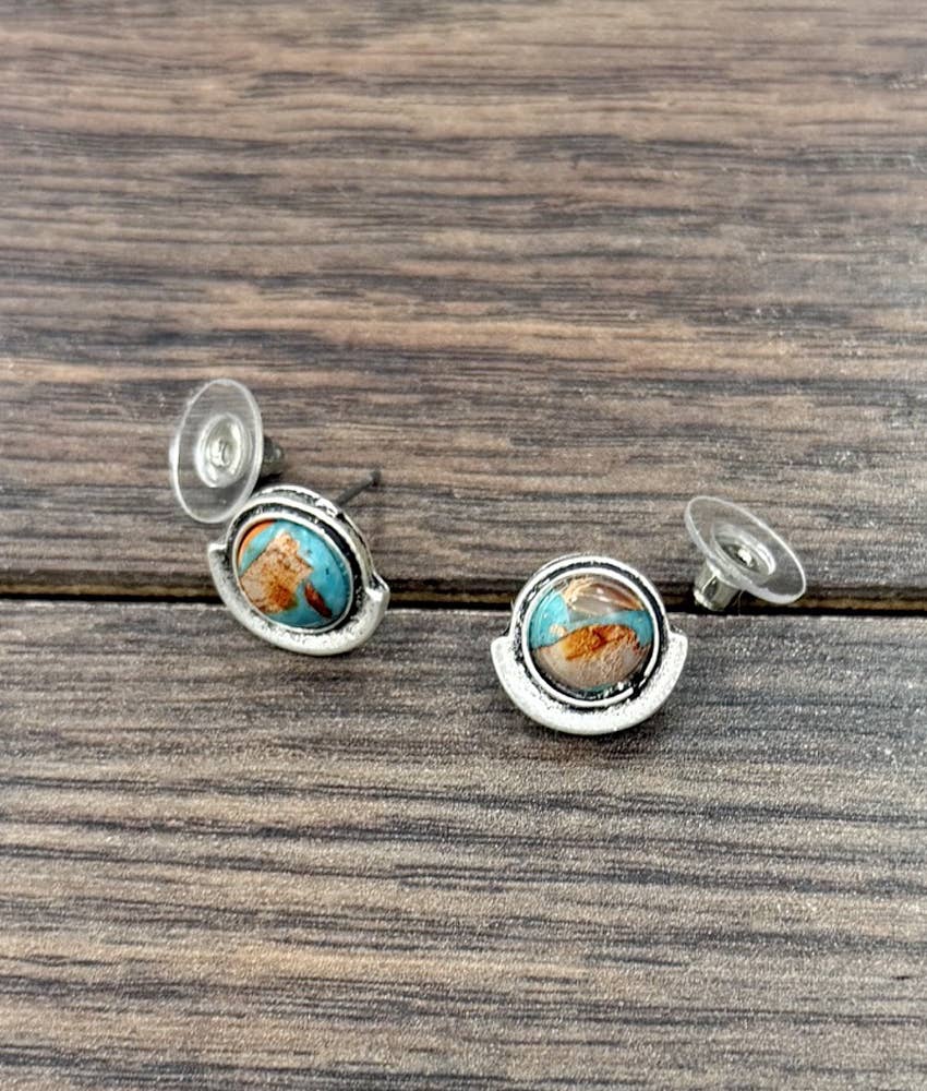 Round Gemstone Stud Earrings