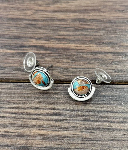 Round Gemstone Stud Earrings