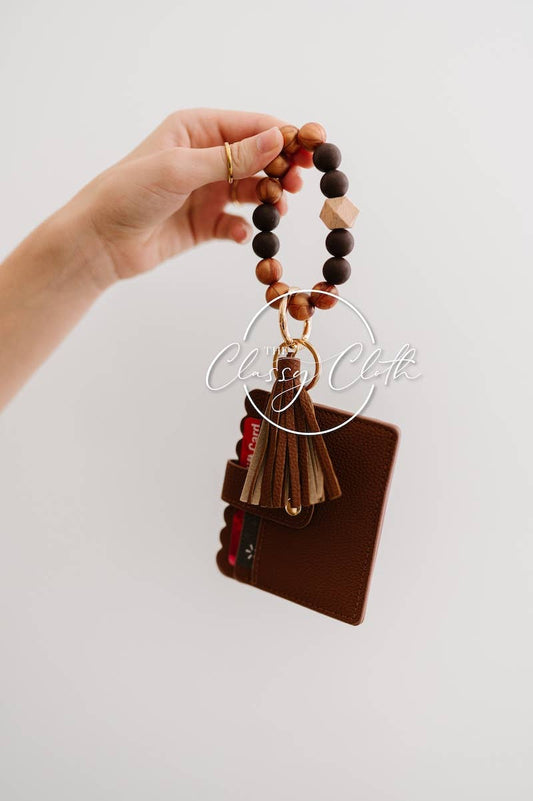 Wristlet Keychain Wallet - Tan