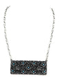 Western Flower Stone Metal Plate Necklace
