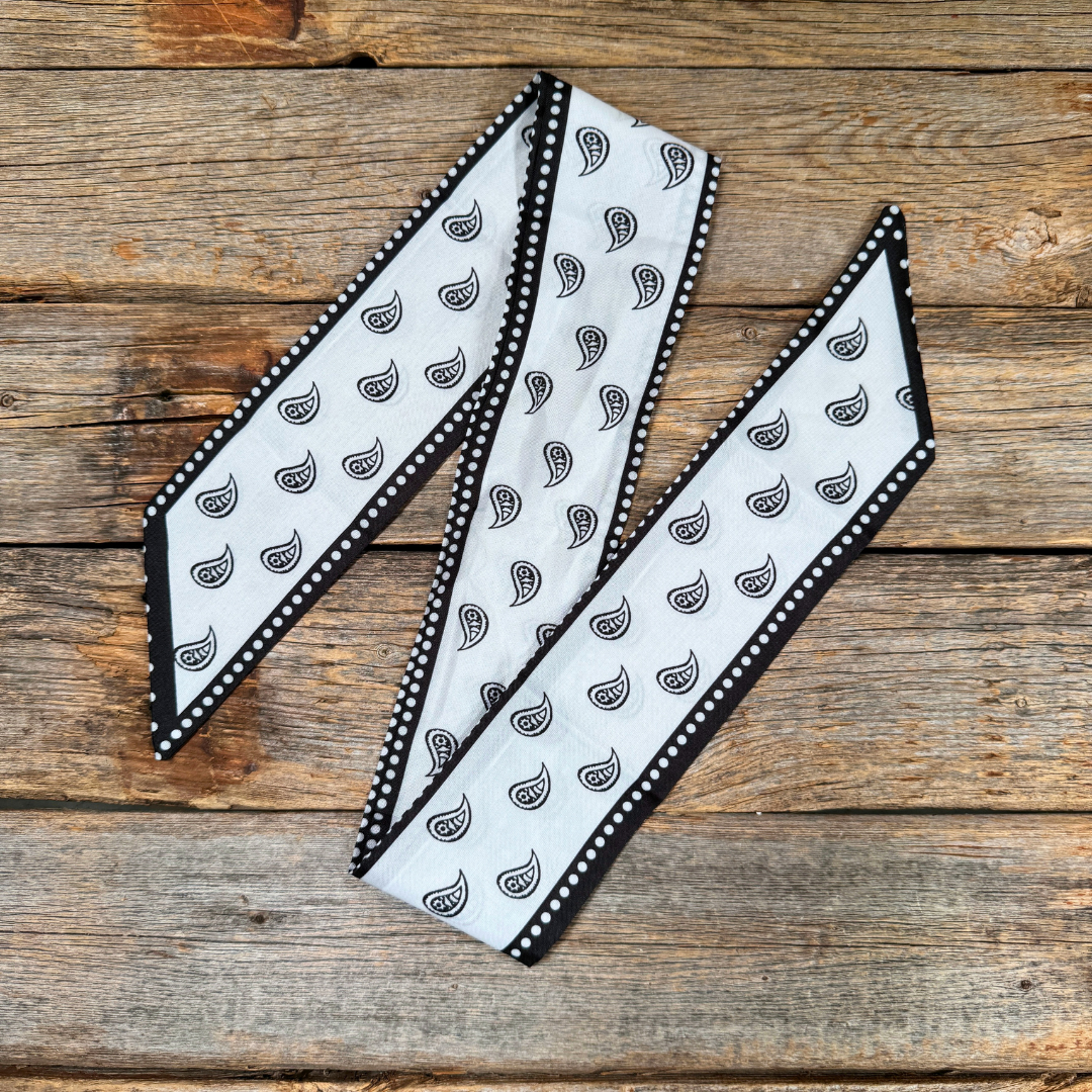 Black and White Skinny Mini Wild Rag Scarf