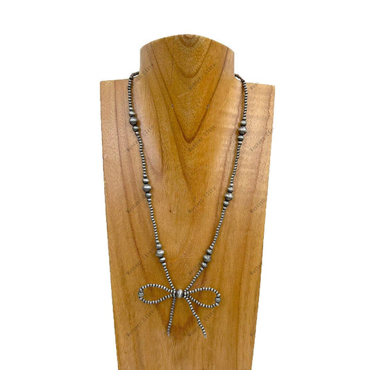 Pearl Beads with Bow Tie Necklace