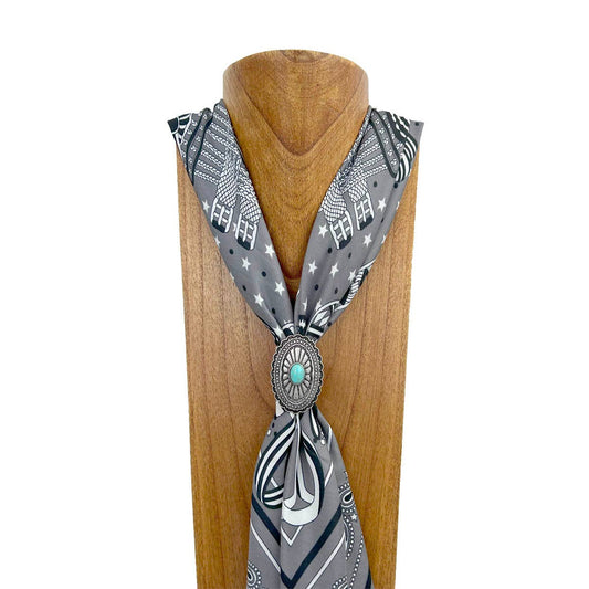 Silver metal with blue turquoise stone wild rag slide