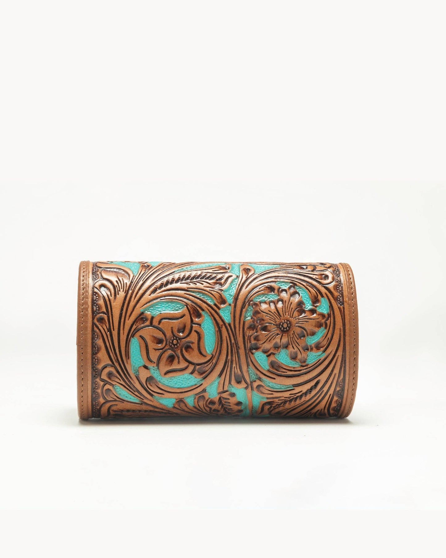 Jewelry Case Hand Tooled Leather - Whiskey & Water