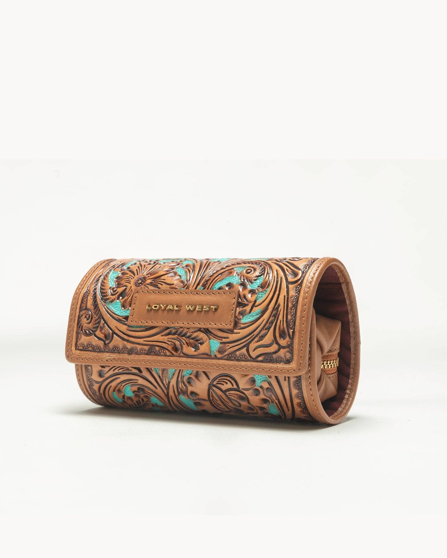 Jewelry Case Hand Tooled Leather - Whiskey & Water