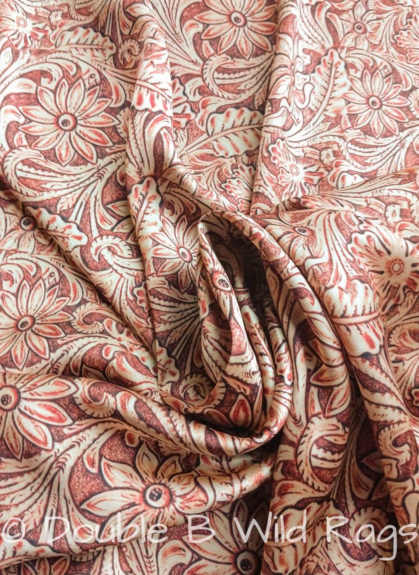 Floral Tooled Leather Neck Scarf