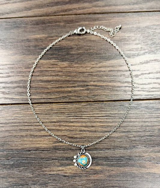 Circle Gemstone Necklace