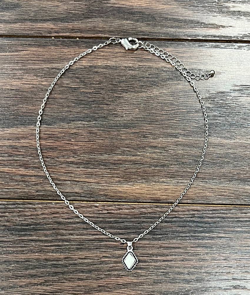 Diamond White Turquoise Necklace